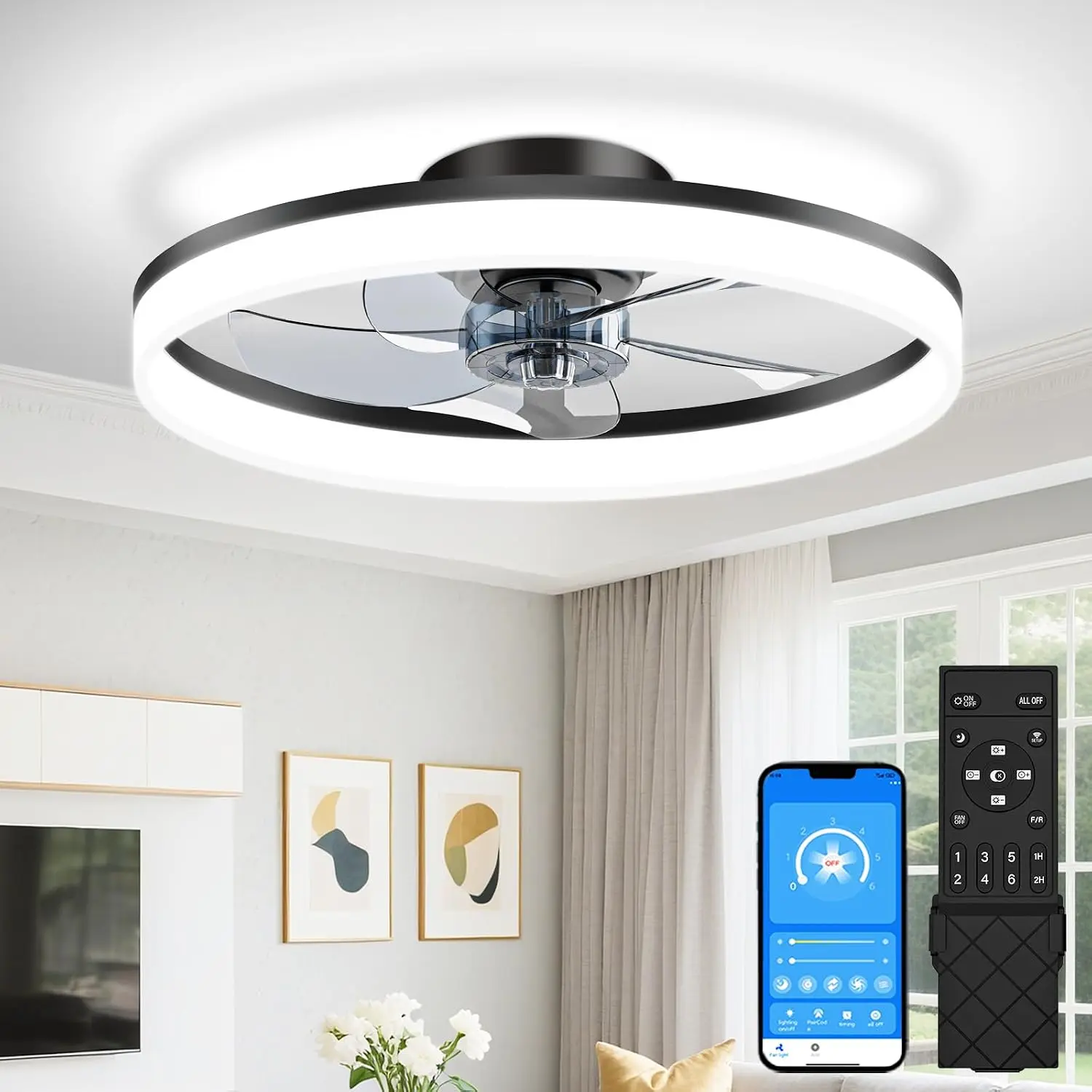 Ceiling Fan Mount - Flache Deckenventilatoren mit Beleuchtung und Fernbedienung,
