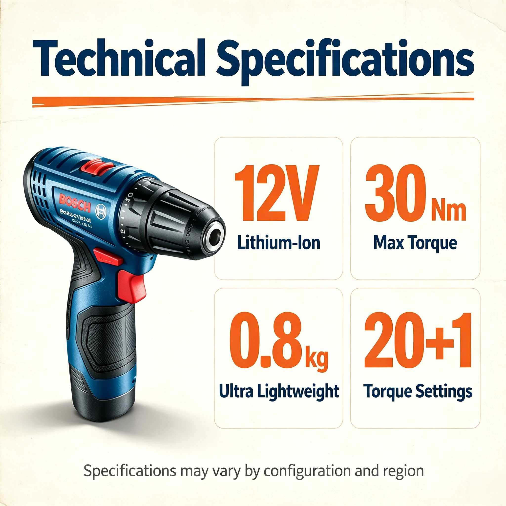 Power Drill Cordless - Bosch Professional GSR120-LI 12V Akku-Bohrschrauber, Multifunktions-Heimwerkzeug