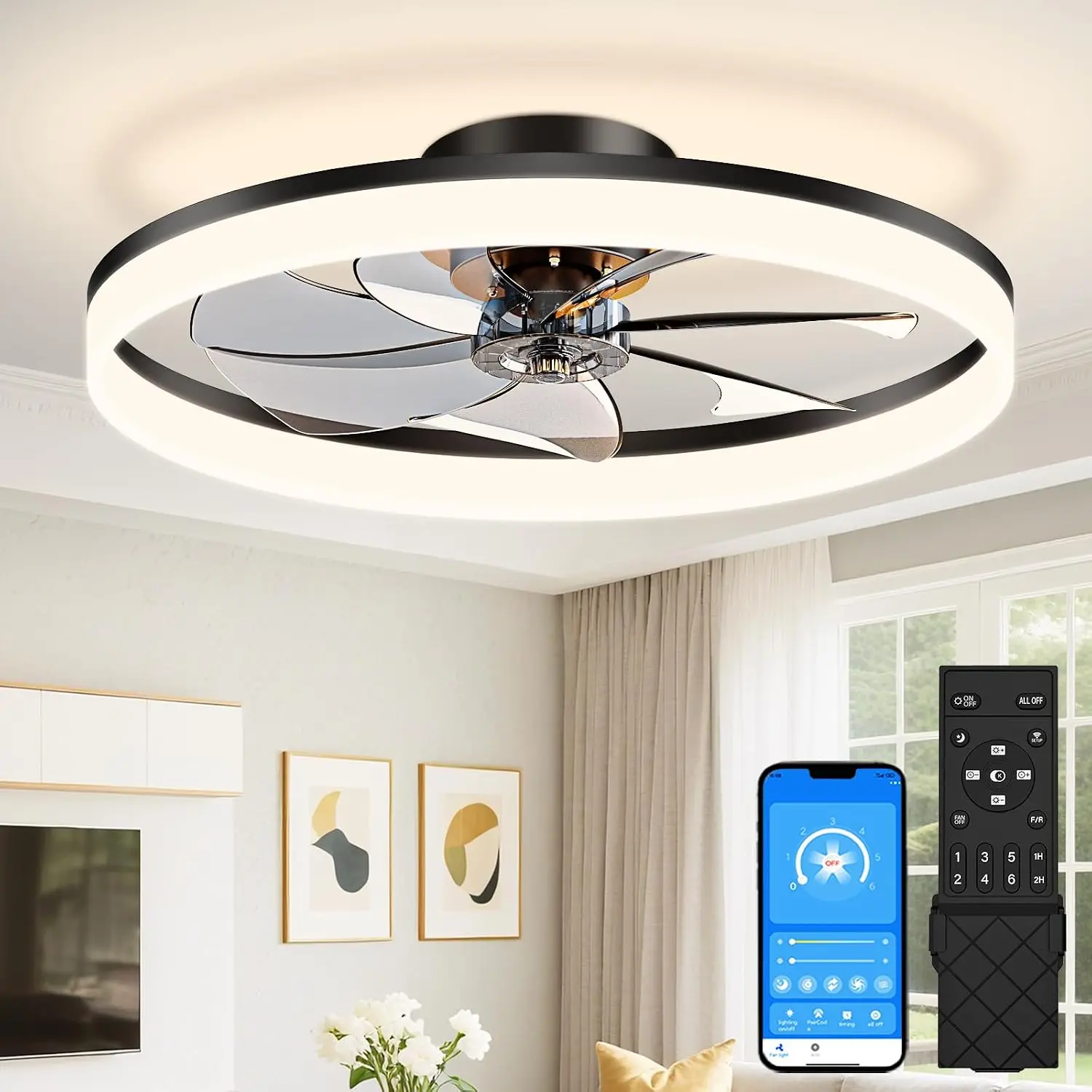 Ceiling Fan Mount - Deckenventilatoren mit Beleuchtung und Fernbedienung, 27,6