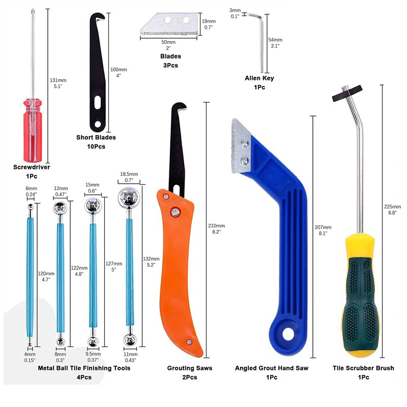 Grout Saw Removal - Werkzeuge zum Entfernen von Fugenmörtel, 22-teiliges